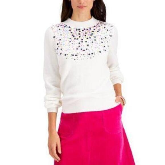 Charter Club Sequined Sweater Cloud XL - Picture 1 of 3